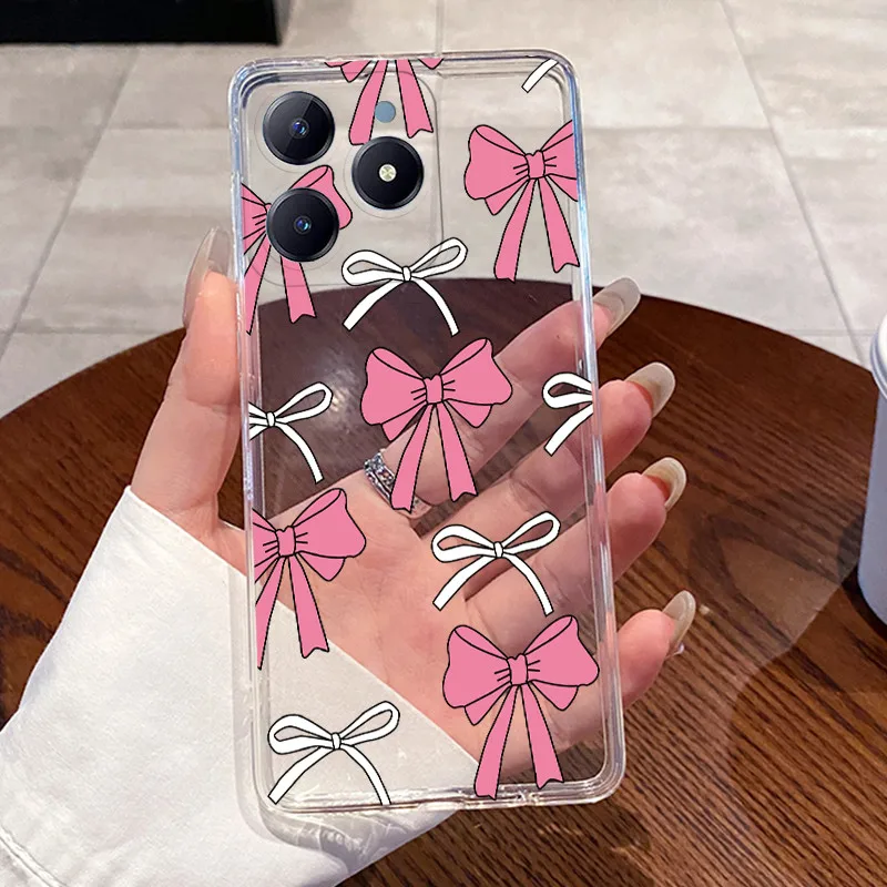 Para Realme C63 RMX3939 contraportada para Realme C61 funda RMX3930 transparente de lujo lindo conejo de amor divertido suave TPU funda de teléfono de silicona - imagen 4