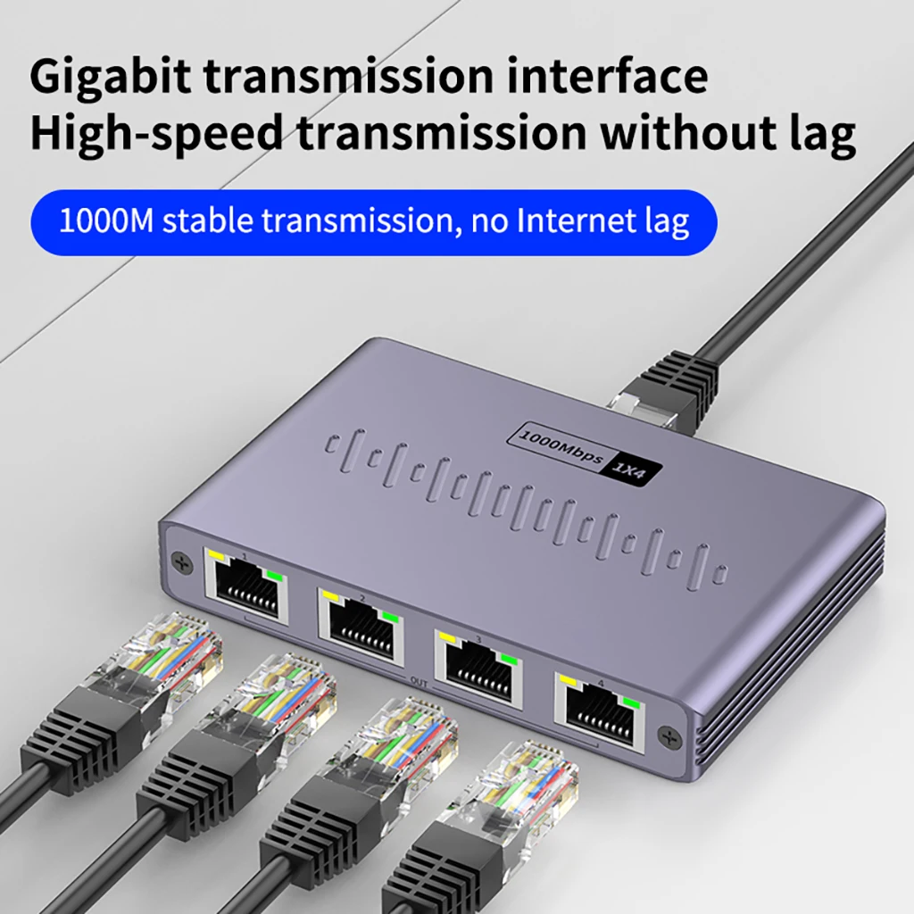 Divisor Ethernet de 1000Mbps Gigabit RJ45 LAN Internet 1 en 4 salida/1 en 2 salidas acoplador de extensión para PC portátil enrutador TV Box - imagen 4