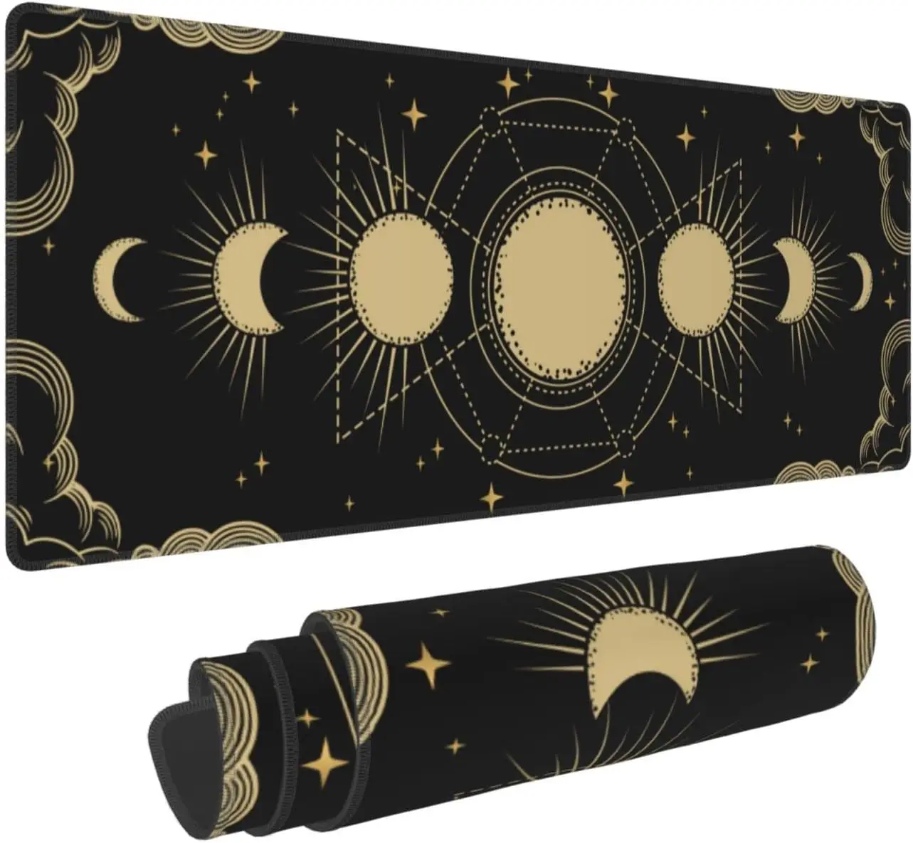 Alfombrilla de ratón Yin Yang Cat Moon Phases, alfombrilla antideslizante de gran tamaño, extendida XL, para escritorio de oficina y juegos con bordes cosidos, nuevo producto 2024 - imagen 5