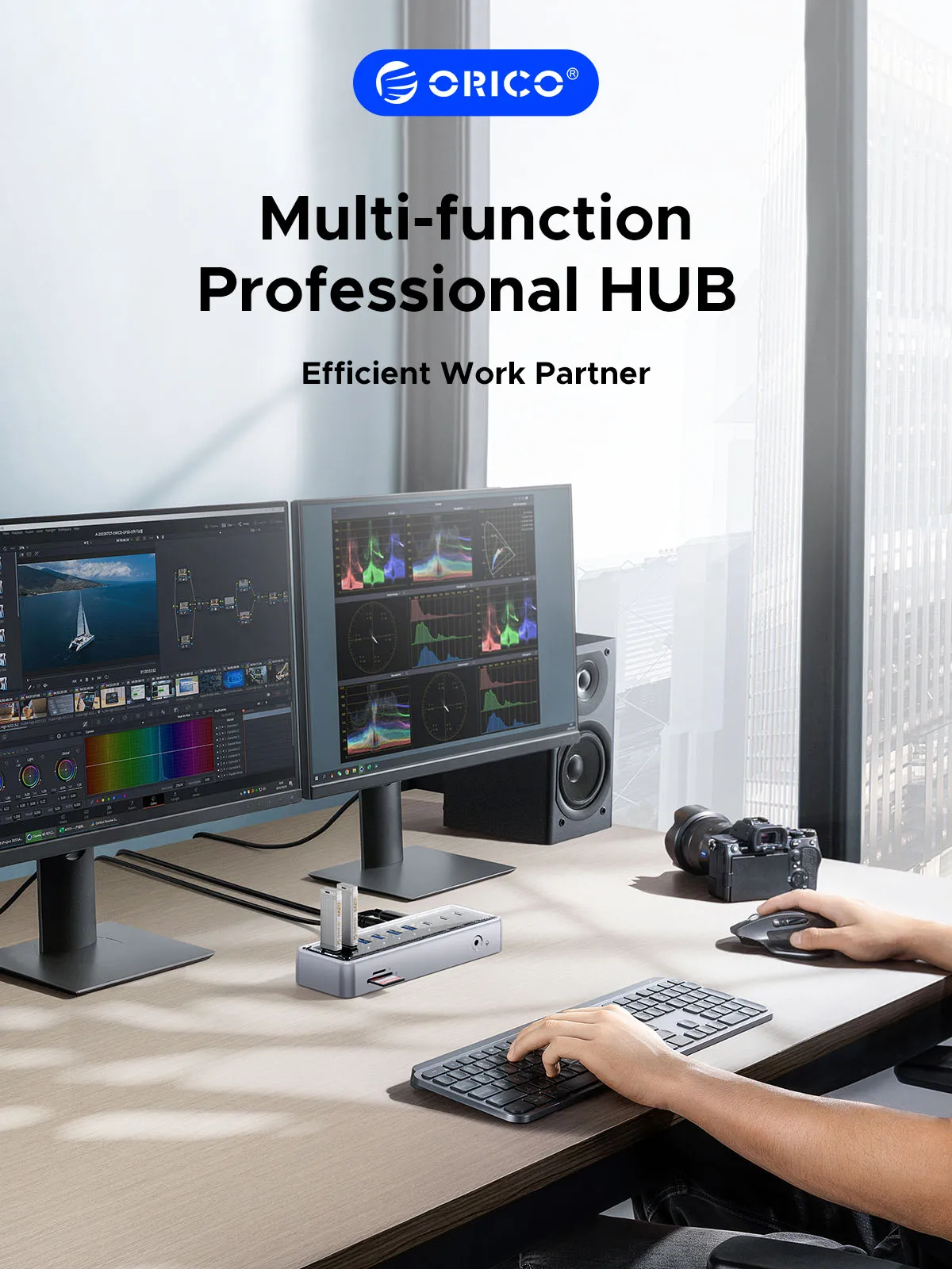 ORICO OMA Metálico USB 3.2 Gen 2 Hub 5 Gbps Alta Velocidad Expansión de 7 Puertos para MacBook Mac Mini - Base de Unidad Externa de aleación de Aluminio - imagen 2