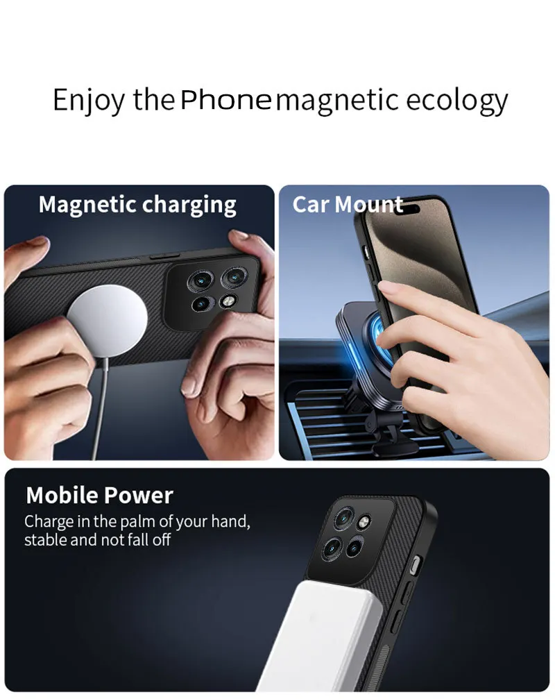 Para Motorola Moto G67 Power Edge 70 X70 Air funda de silicona suave de fibra de carbono funda protectora trasera magnética para Edge70 - imagen 4