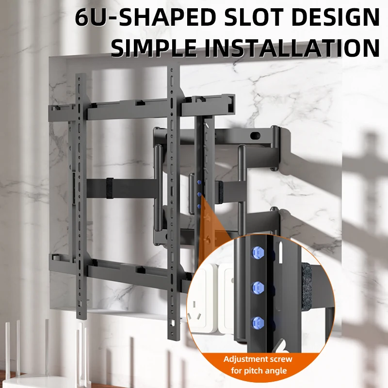 HILLPORT Ultra delgado integrado 50-90 pulgadas 6 brazos TV montaje en pared soporte de inclinación de movimiento completo soporte de TV montado en la pared TV DY635 - imagen 3