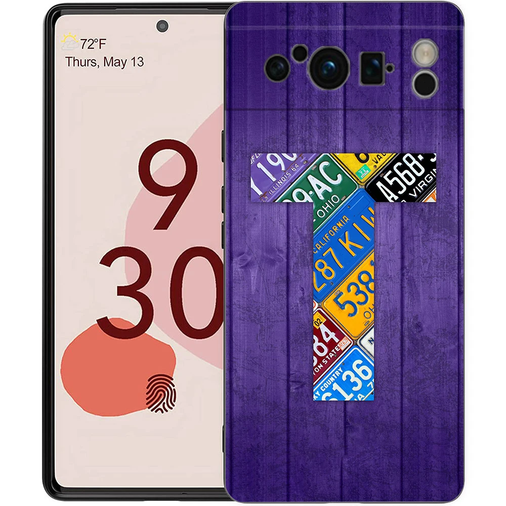 Funda de teléfono con letras de matrícula M-Z para Google Pixel 8 A 7 6 Pro, carcasa suave de TPU para Pixel 6A, funda negra de silicona a prueba de golpes - imagen 2