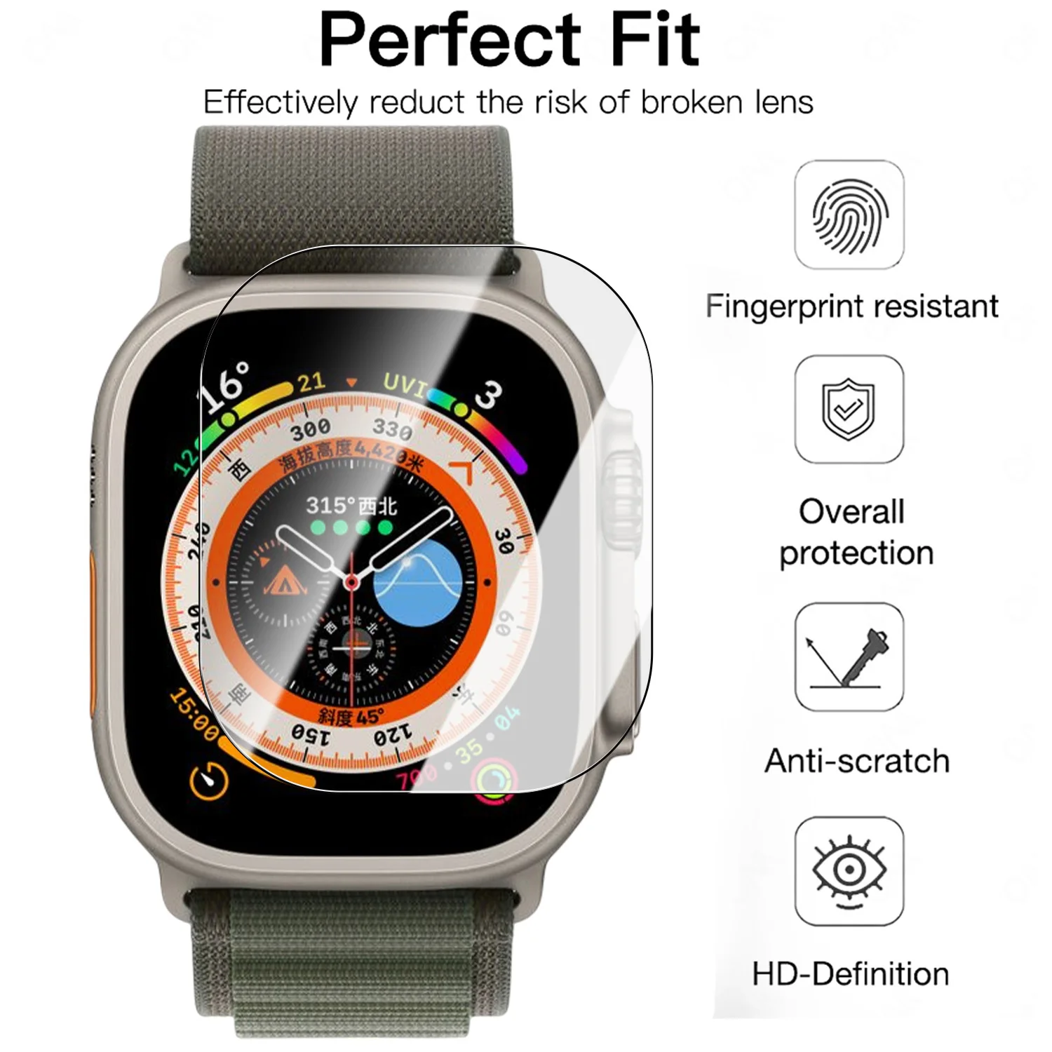 1-3 uds vidrio templado fácil instalación para Apple Watch Ultra Ultra2 Ultra3 49mm Protector de pantalla antiarañazos para iWatch Ultra - imagen 2