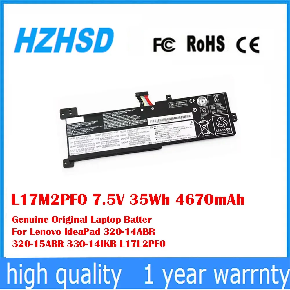 L17M2PF0 7,5 V 35Wh 4670mAh batería Original y genuina para ordenador portátil Lenovo IdeaPad 320-14ABR 320-15ABR 330-14IKB L17L2PF0