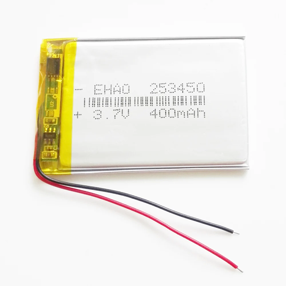 EHAO 253450   Células de batería recargables LiPo de polímero de litio ultrafinas de 3,7 V 400mAh para altavoz de reloj inteligente Mp3 GPS - imagen 2