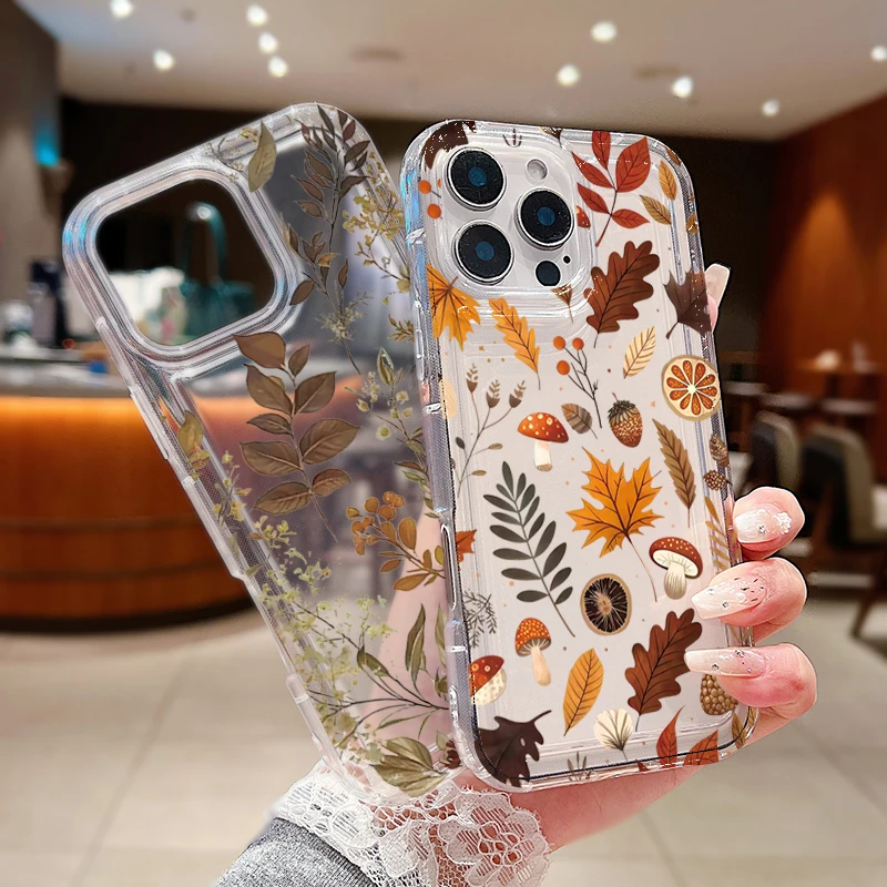 Fundas para Xiaomi 14 13 13T 12 12T Pro Mi 11 Lite 5G funda de teléfono patrón de hojas de otoño funda trasera de silicona transparente suave a prueba de golpes - imagen 3
