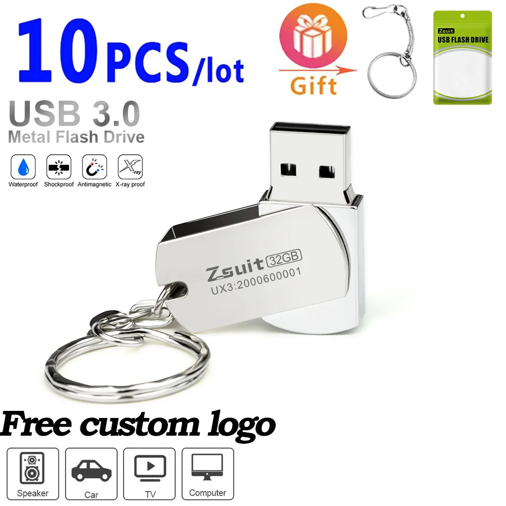 Unidad USB giratoria Zsuit, unidades de bolígrafo de 64GB, Memory Stick de alta velocidad de 32g, unidad Flash USB de Metal 3,0, logotipo gratis, disco U para ordenador de 128GB - imagen 2