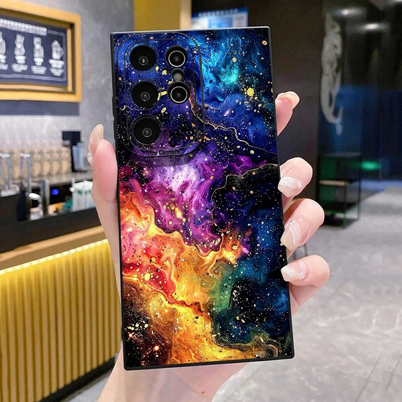 Funda de teléfono con diseño de mármol azul a prueba de golpes para Samsung Galaxy S25 Ultra S24 FE S23 Plus S22 A56 A55 A54 A53 A36 A35 A34 A16