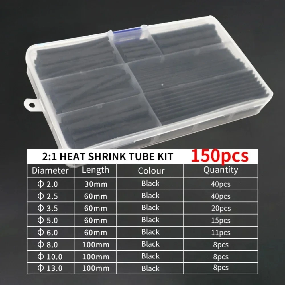 Kit de tubos termorretráctiles 2:1, tubo termorresistente, envoltura de cables termorretráctiles, manguitos aislantes de Cable de conexión eléctrica, 150 Uds. - imagen 4