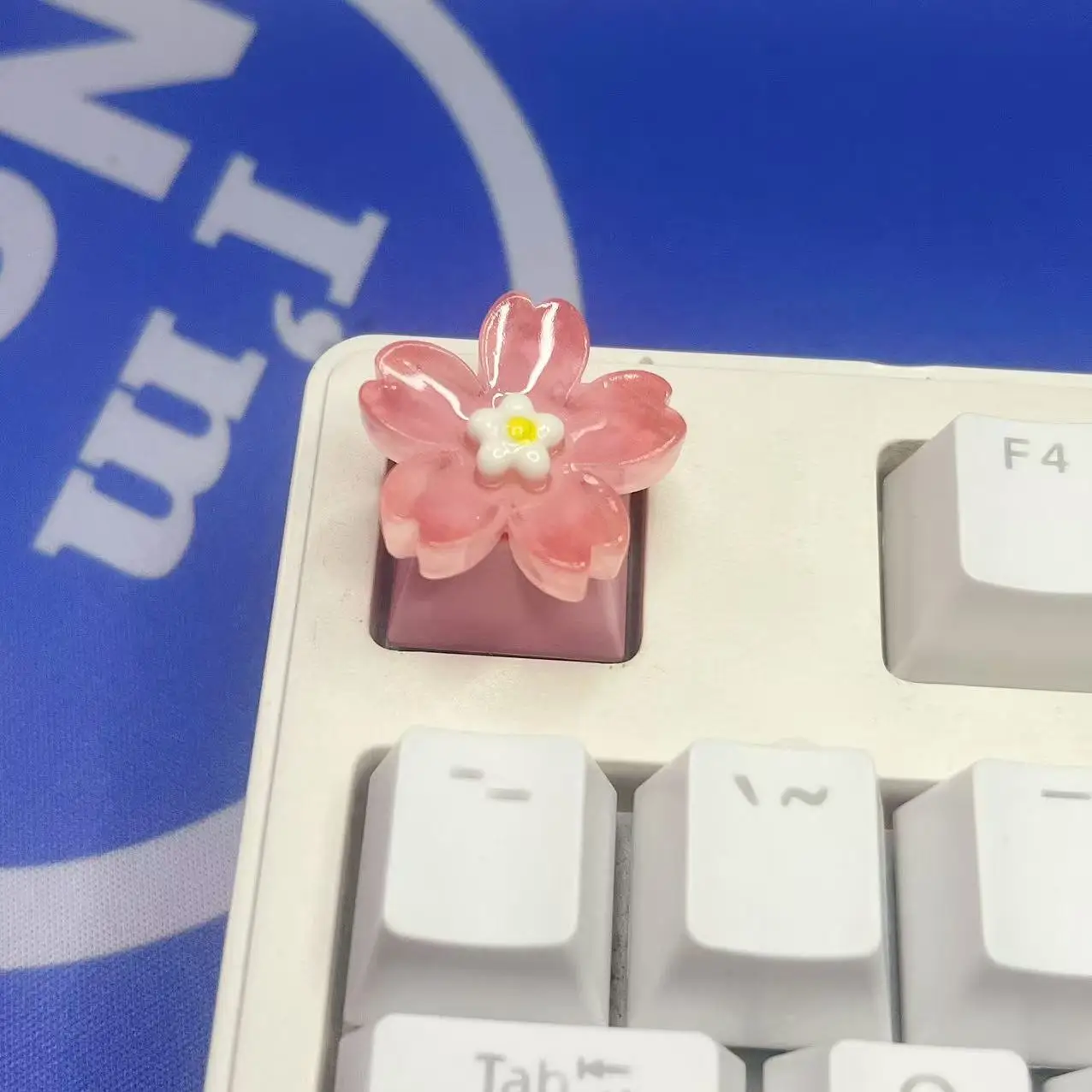 DIY transparente flor púrpura rosa Keycap eje Universal Gaming Teclado mecánico reemplazo Keycap R4 altura ESC Key - imagen 5
