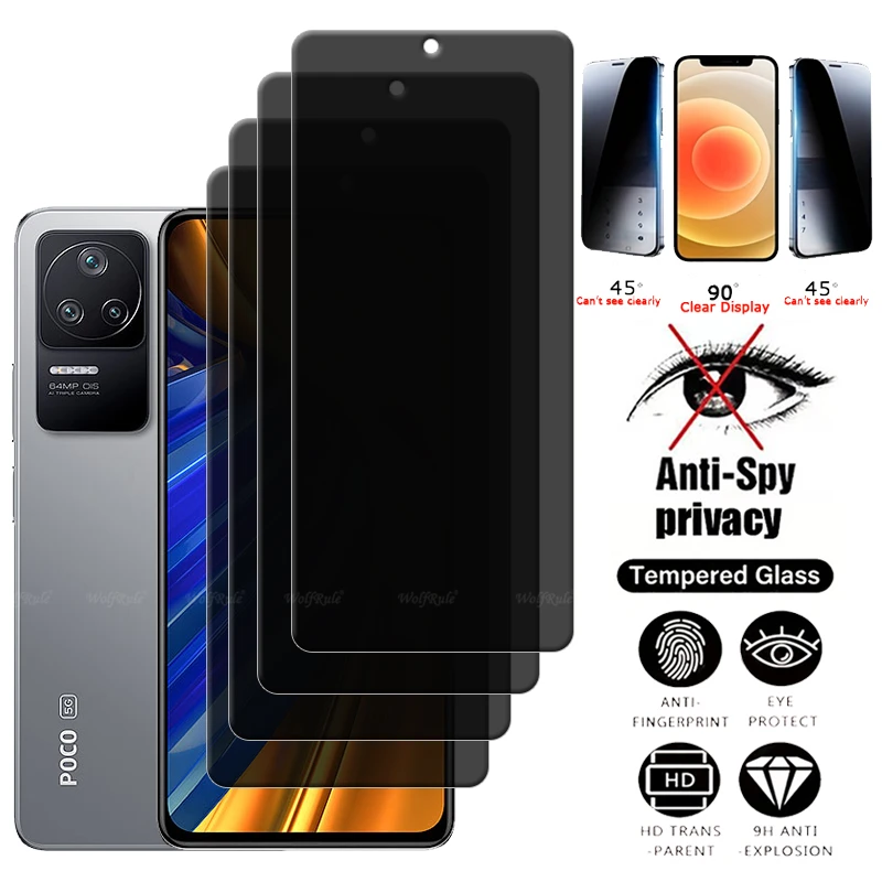 4 Uds para Poco F4 vidrio Xiaomi Poco F4 F 4 vidrio templado 9H HD Protector de privacidad Anti-espía Protector de pantalla Poco F4 PocoF4