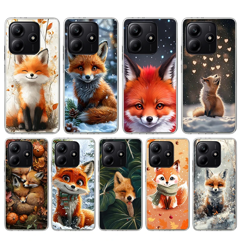 Funda de teléfono de silicona Animal Fox para Xiaomi Redmi Note 14 14S 13 12S 11 Pro Plus 11S 10 10S 11T 11E 4G 5G funda suave