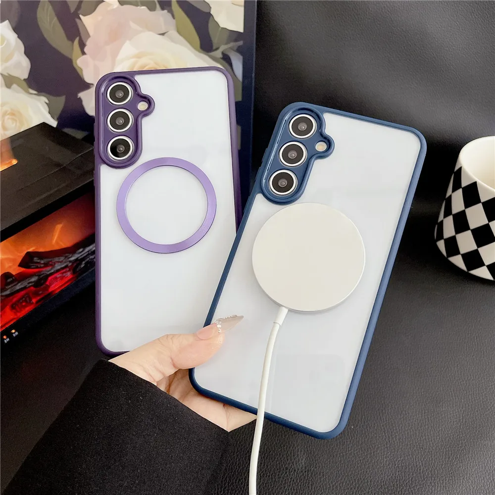 Funda armadura transparente para Xiaomi Redmi 15C 14C 13 13C 12C 10C 9A 9C A3 A5 para Magsafe cubierta acrílica dura de carga inalámbrica magnética