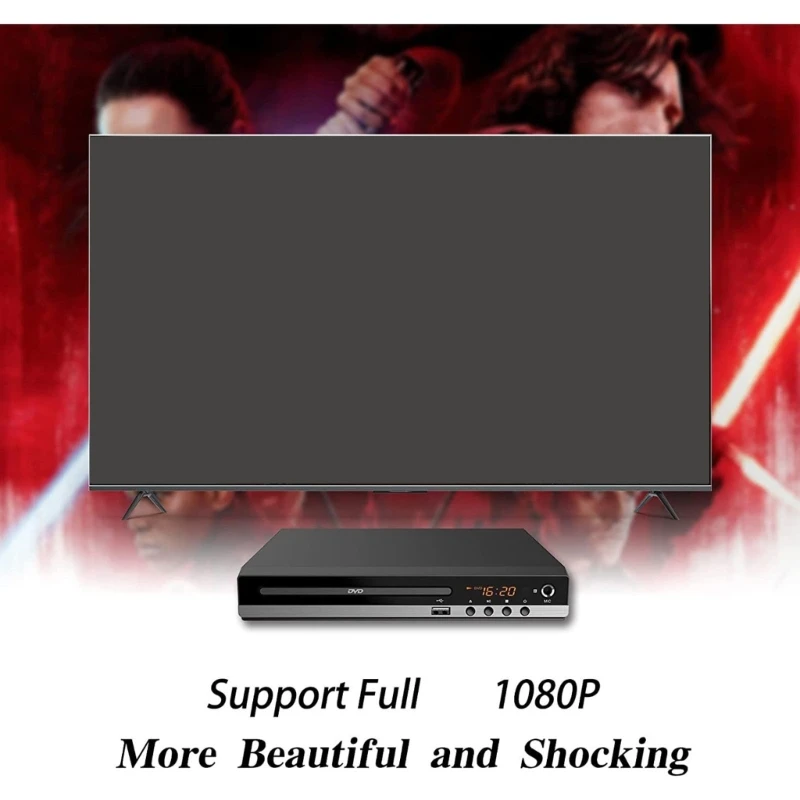 Reproductor de DVD para el hogar, caja de alta definición de 1080P para TV, reproductor de CD y DVD gratuito para todas las regiones, salida AV, puerto de micrófono incorporado, 55KC - imagen 4