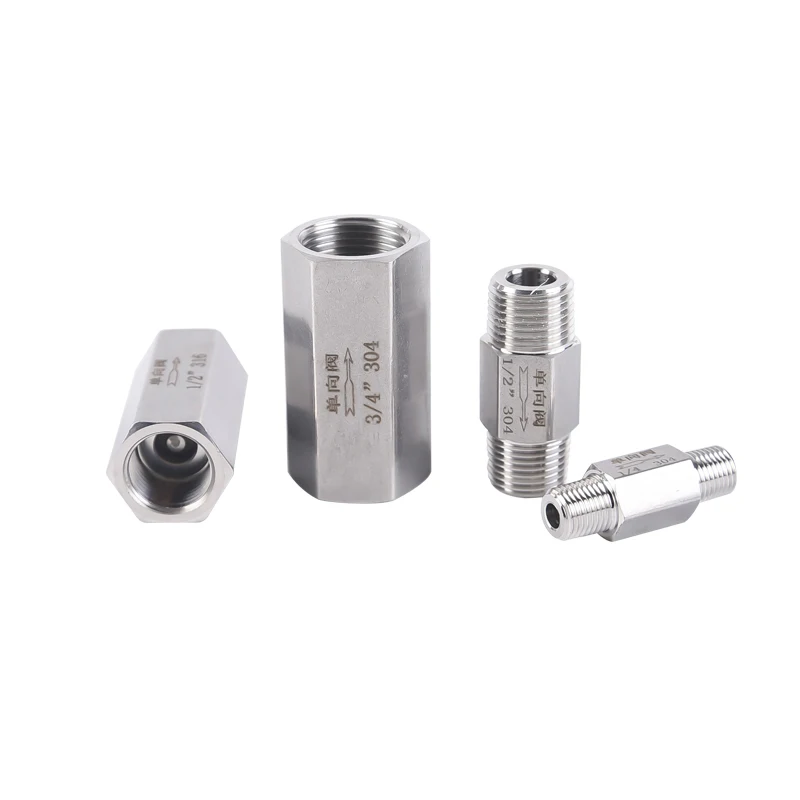 304 Stainless Steel Male/Female Thread PT Thread 1/8" 1/4" 3/8" 1/2" 3/4" Hexagonal Direct Non-Return Inline One-Way Check Valve - imagen 2