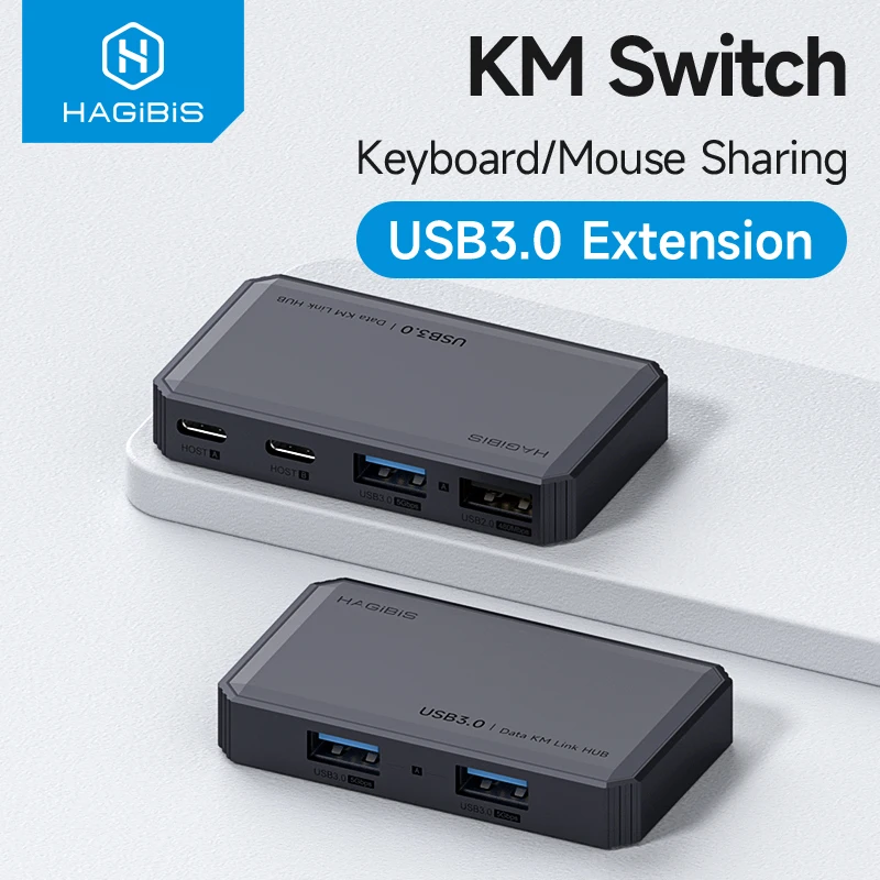 Hagibis USB 3.0 Switch 2 ordenadores que compiten dispositivos USB C y A KM Selector de interruptor para PC Escáner Ratón Teclado USB Switch Hub - imagen 2