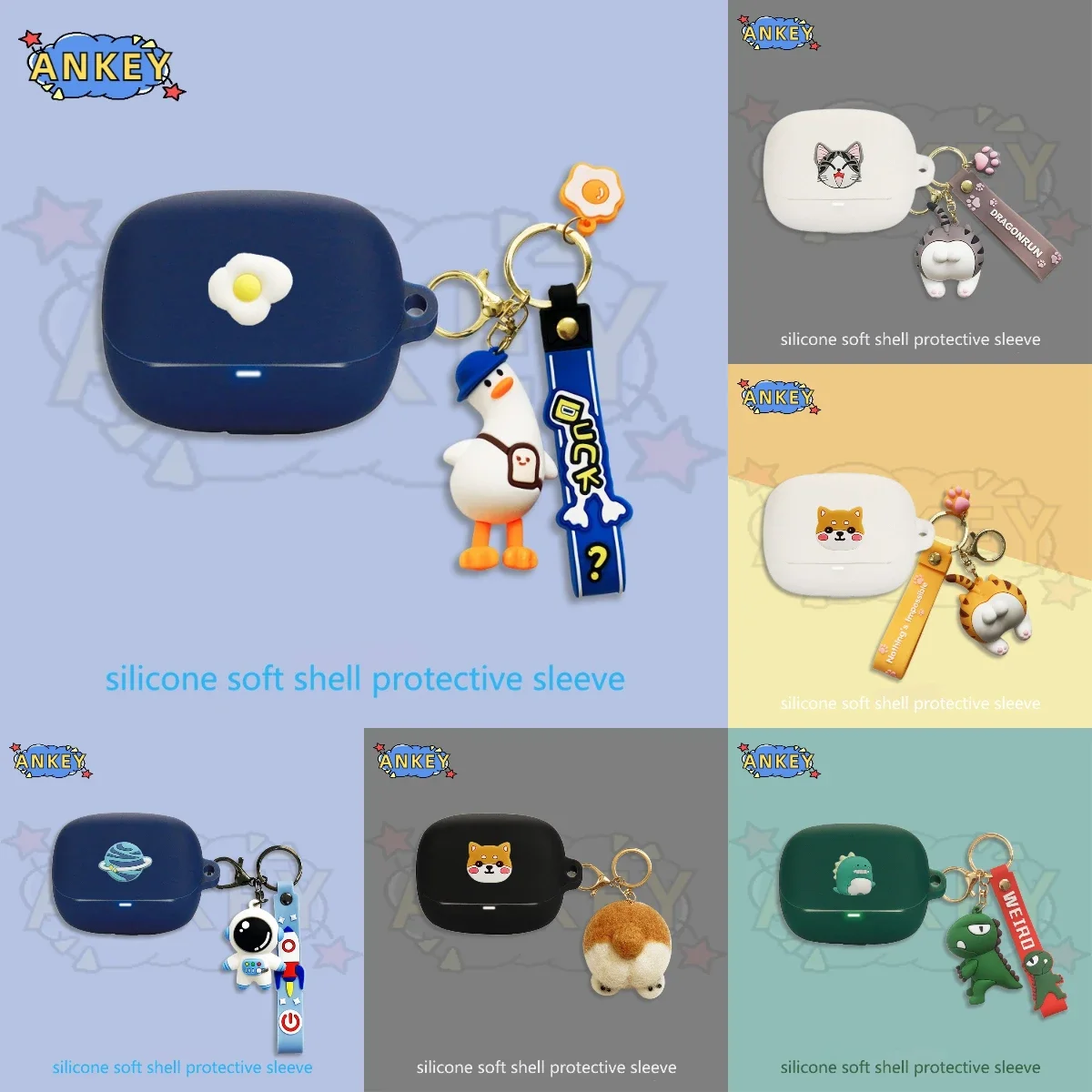 Funda de silicona para Anker Soundcore K20i, bonita funda protectora para auriculares con gancho - imagen 2