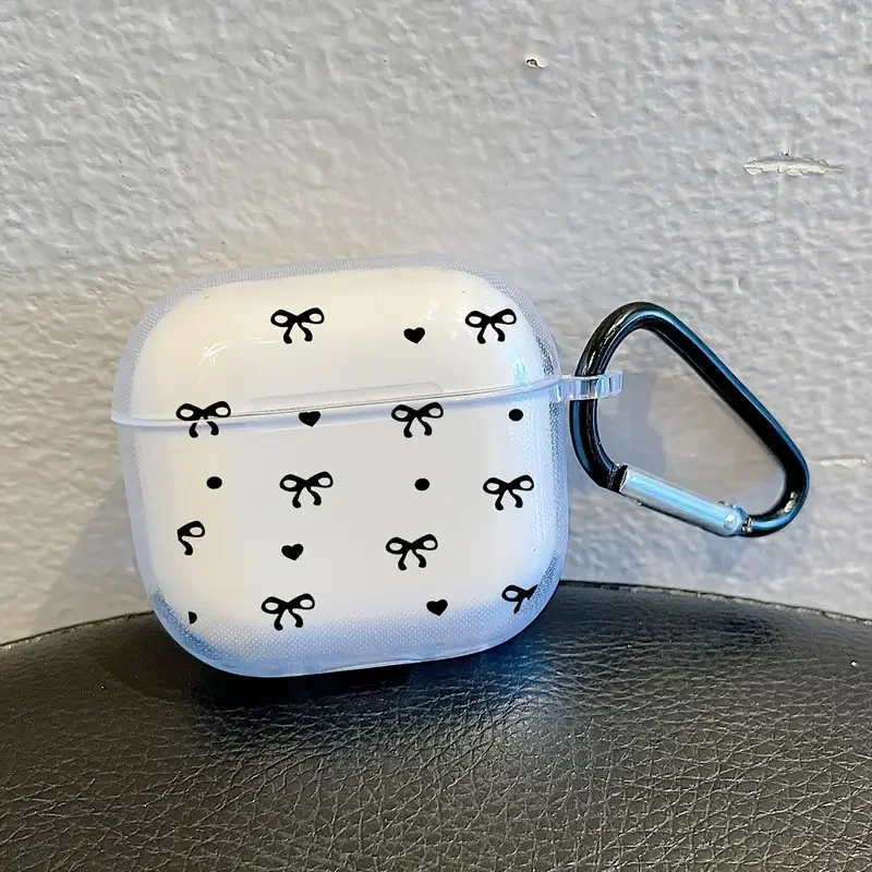 Funda con colgante de lazo de empalme de Color negro Simple para AirPods 1, 2, 3, 4, bolsas con caja de carga inalámbrica AirPods Pro Pro2