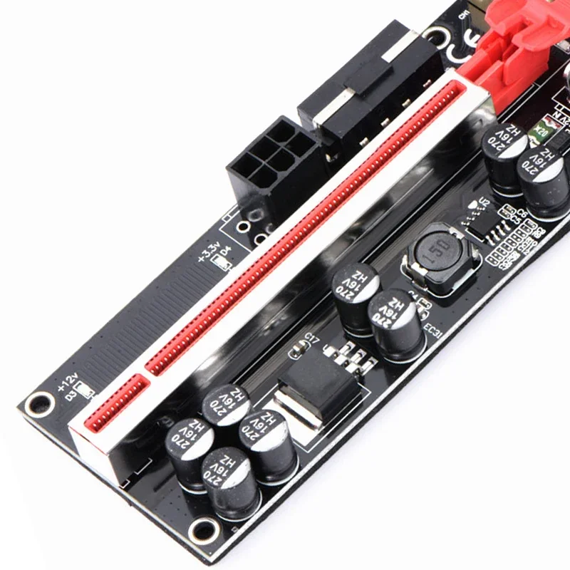 Nueva tarjeta elevadora PCI-E 009S Plus PCIE X1 a X16 VER009S Plus 4 pines 6 pines de alimentación para Cable USB 3,0 de 60CM tarjeta gráfica GPU Miner Mining - imagen 5