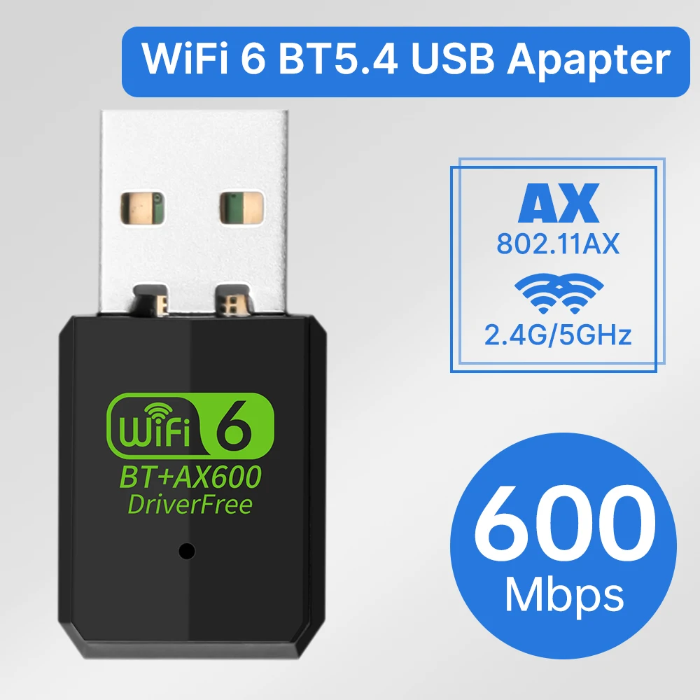 FENVI WIFI 6 AX600 adaptador WiFi USB Bluetooth 5,4 banda Dual 2,4G/5GHz 802.11AX controlador de tarjeta de red inalámbrica gratis para Win10/11
