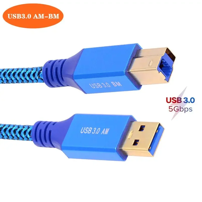 Cable de datos de impresora USB 3,0 A macho A B macho, ordenador de cobre puro, transmisión de alta velocidad, conexión de ordenador, puerto cuadrado de 0,3 m-3m