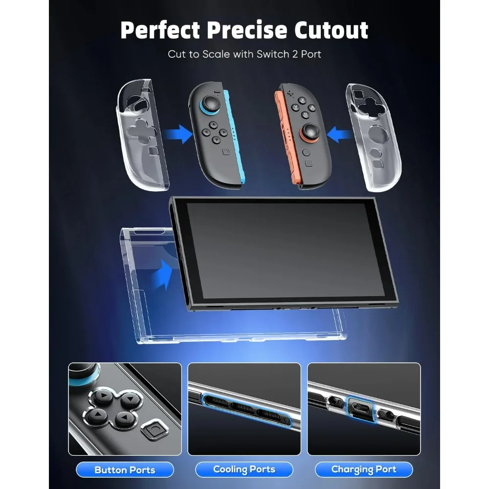Funda rígida transparente para PC para controlador Joycon NS Switch 2, cubierta protectora dividida, Protector de carcasa de piel para accesorios Switch 2 - imagen 2