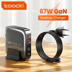 Toocki Cargador Escritorio GaN 67W USB-C PD MultiPuerto Carga Rápida