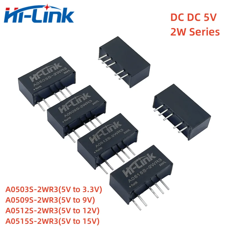 Mini módulo de fuente de alimentación inteligente para el hogar, hi-link, DCDC, 2W, A0503S-2WR3, A0509S, A0512S, A0515S, 5V a 3,3 V/9V/12V/15V, 2 unidades por lote