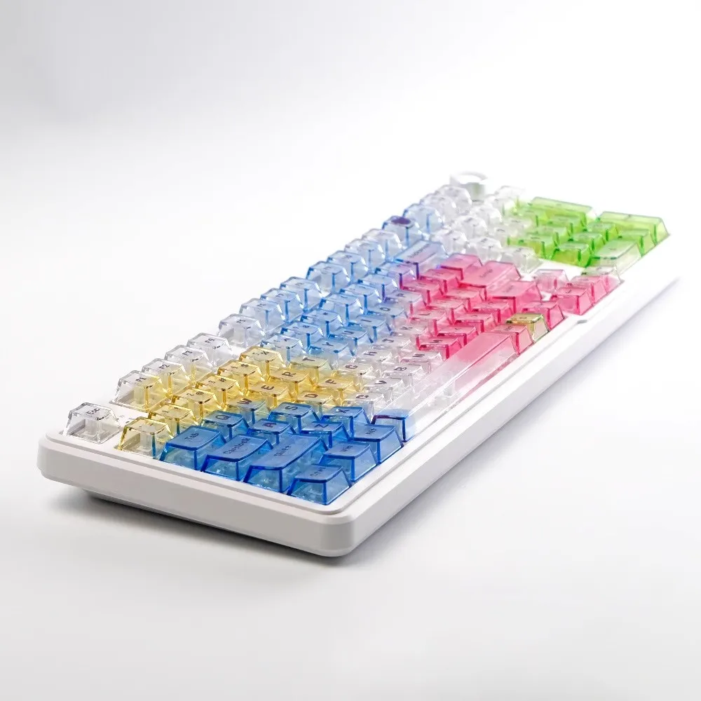 135 teclas/juego de teclas transparentes de colores, Material de PC, teclas subcama de tinte, perfil de cereza, teclas retroiluminadas con gradiente para interruptor MX