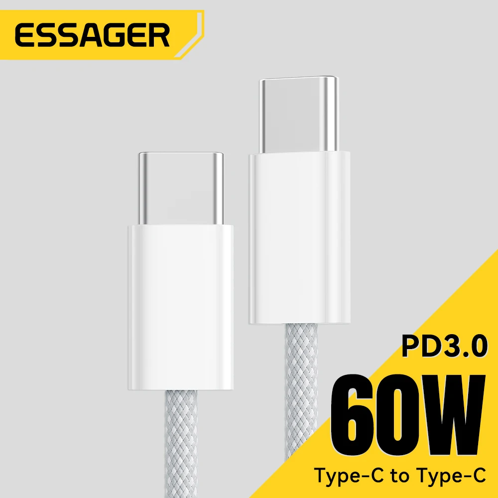 Cable Essager tipo C a tipo C para iphone 16 15 pro Samsung S24 60W Cable de carga rápida PD 3,0 USB C para Cable MateBook 14 PD - imagen 2