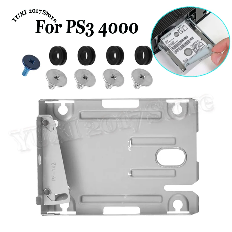 Para PS3 caja de soporte de disco duro de Metal-bandeja Base de unidad delgada HDD 4000 para accesorios de juegos Playstation 3 con tornillos
