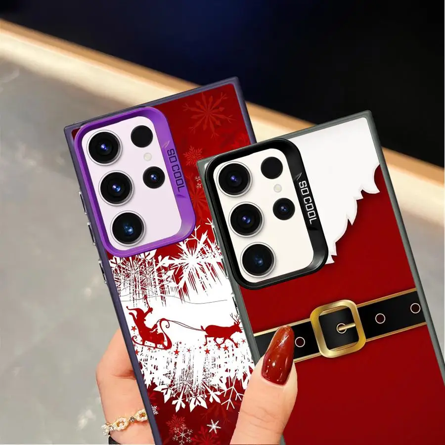 Funda trasera de teléfono para Samsung Galaxy S23 S22 S24 FE Note 20 Ultra S21 S23 S20 Plus S25 Navidad Papá Noel - imagen 2