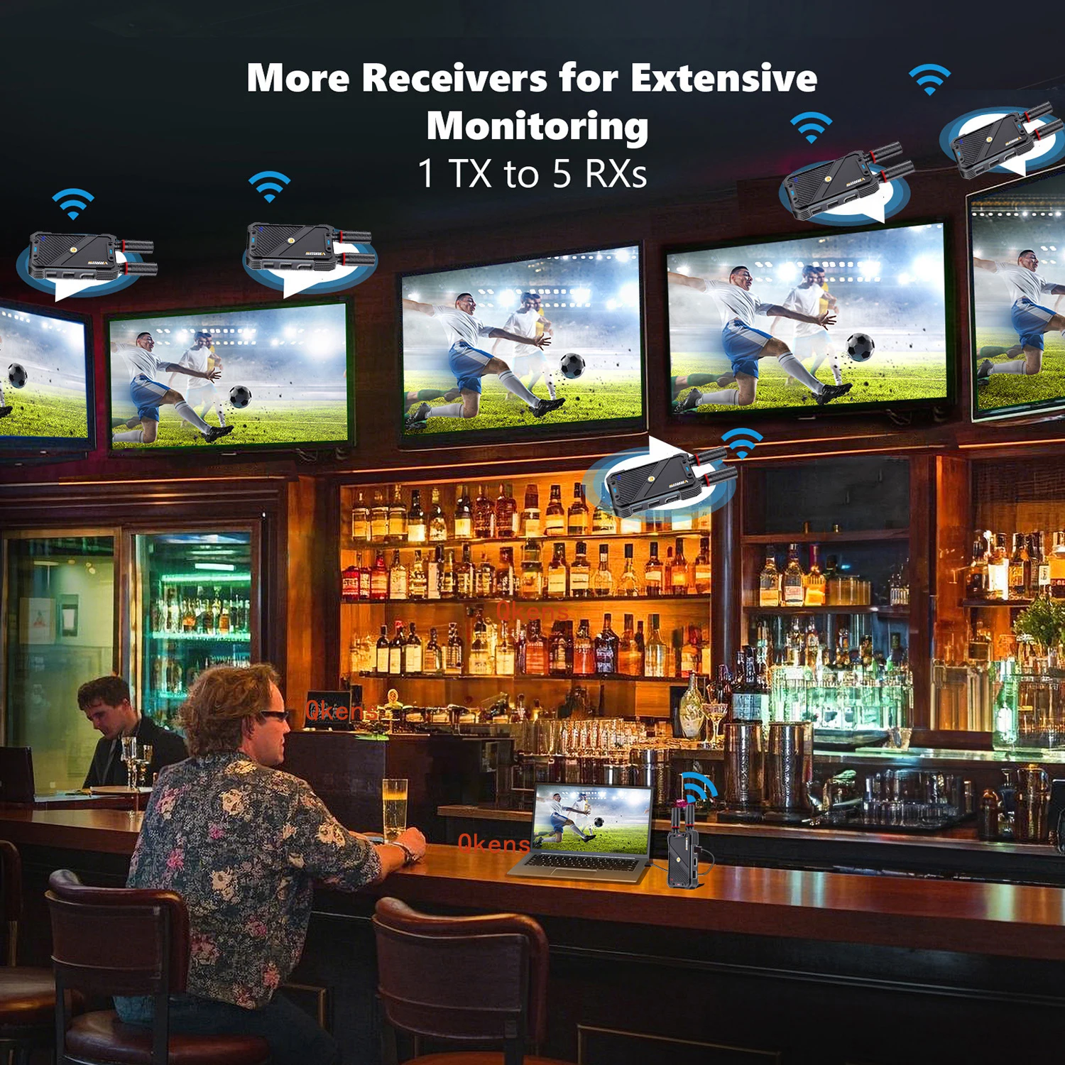 VRRIIS WL082K 400m extensor inalámbrico HDMI KVM transmisor y receptor de vídeo compatible con teclado USB ratón cámara portátil PC a TV - imagen 5