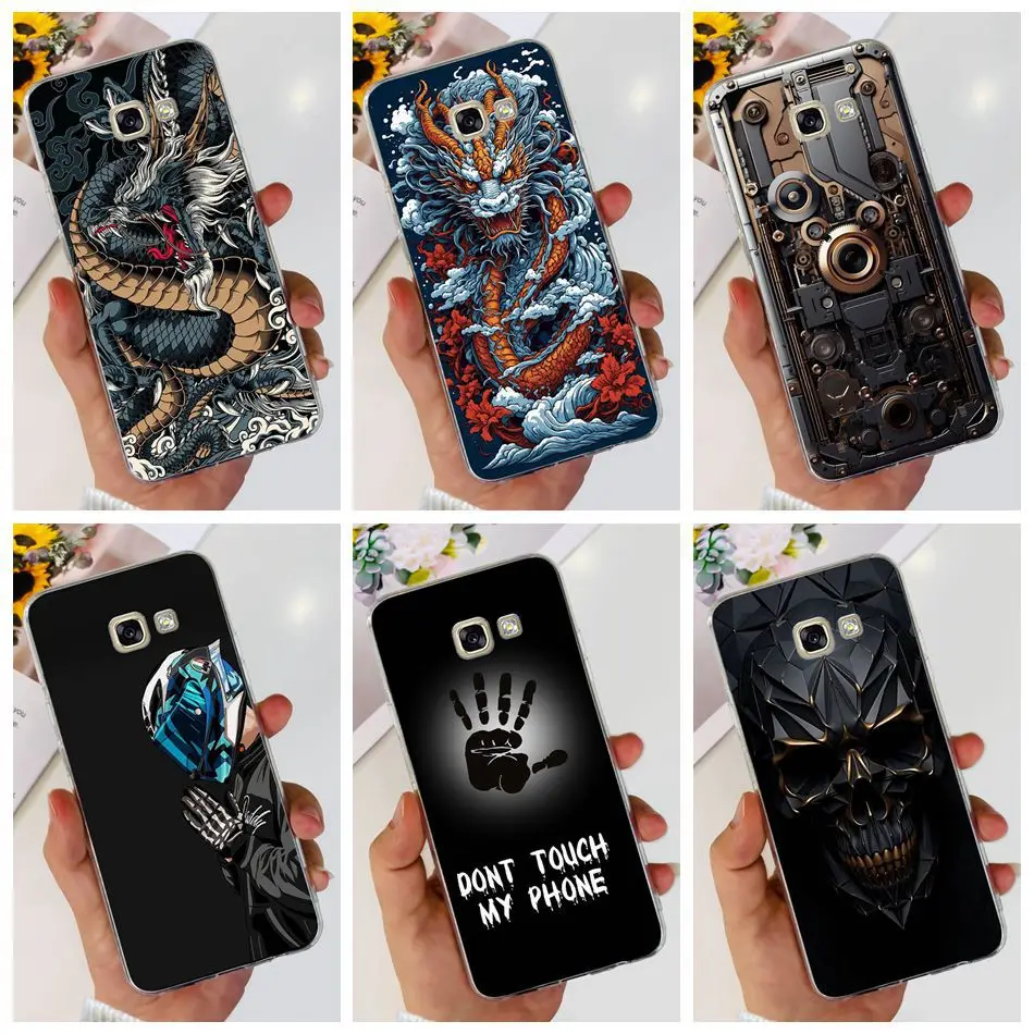 Fundas de silicona blanda para Samsung Galaxy A5 (2017), carcasa con diseño de dragón pintado de Metal para Samsung A5 2017 A520F