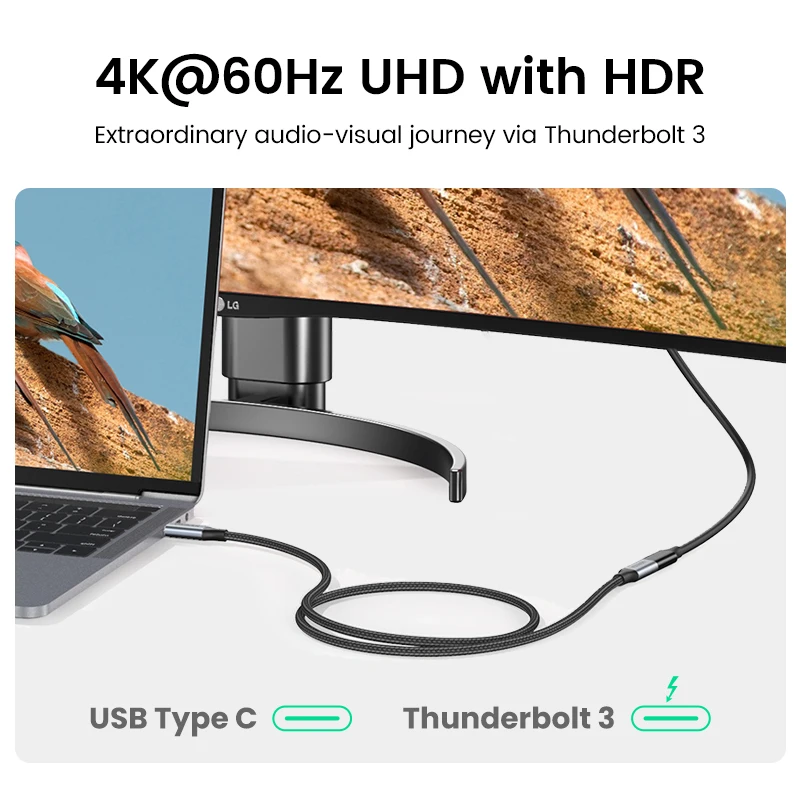 Ugreen-Cable de extensión USB tipo C, extensor USB-C Thunderbolt 3 para Xiaomi Nintendo Switch, USB 3,2 - imagen 2