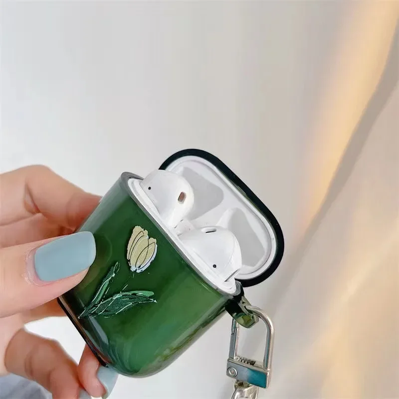 Funda protectora con patrón de tulipán para Apple AirPods 1/ 2/ 3/ Pro, accesorios para auriculares, 1 unidad - imagen 5