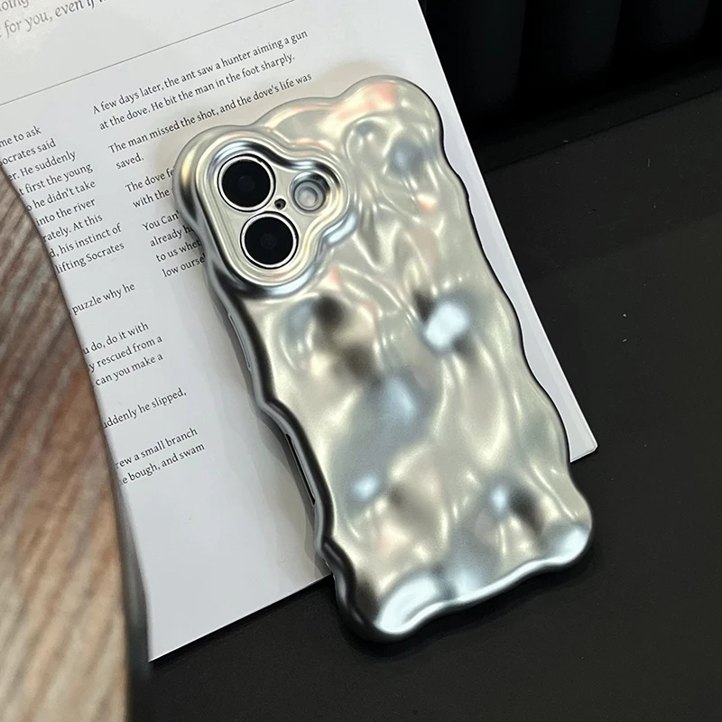 Funda de teléfono con patrón de meteorito plateado mate a la moda para iPhone 11 12 13 14 15 16 17 Pro Max 16 Plus, funda trasera de silicona a prueba de golpes - imagen 4