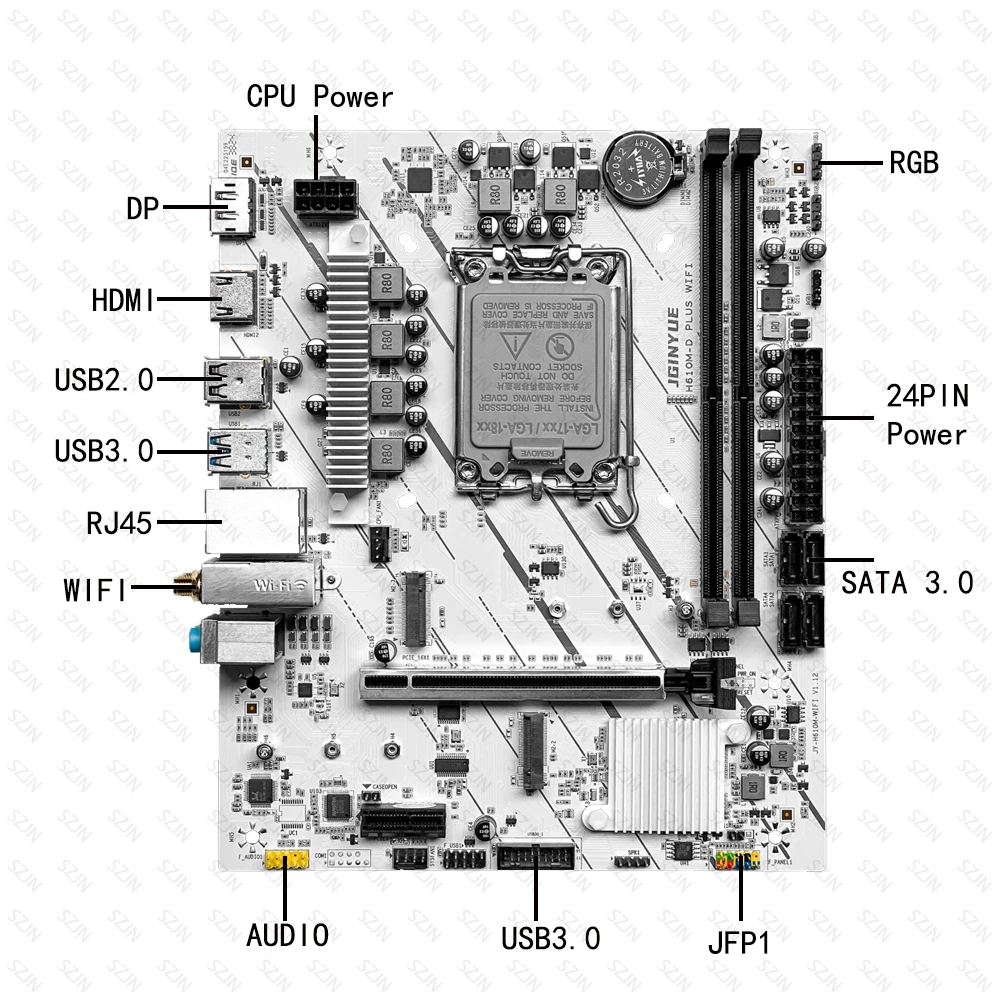 JGINYUE Placa base H610M Intel Core i5-12490F DDR4 32GB 3200MHz WIFI - imagen 5