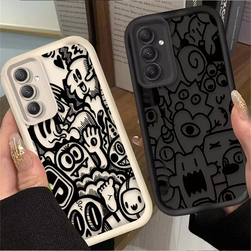 Funda de teléfono con grafiti negro súper genial para Samsung Galaxy A14 A15 5G S21 S22 S23 S24 S25 FE Plus Ultra A25 A35 A52 A53 A54 A55 5G - imagen 2