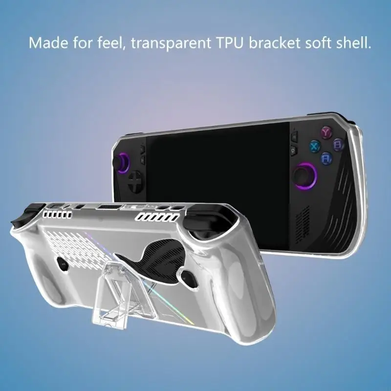 Funda protectora cuerpo completo 462E para consola juegos portátil, cubierta transparente con soporte práctico, resistente