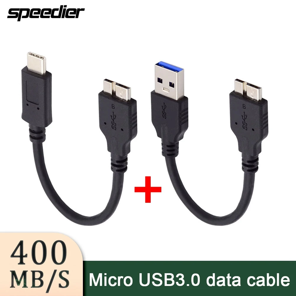 Adaptador de datos de disco duro Micro USB 3,0 de 15cm, Cable corto de carga macho A Micro B, tipo A y tipo C, para Western Digital WD - imagen 2