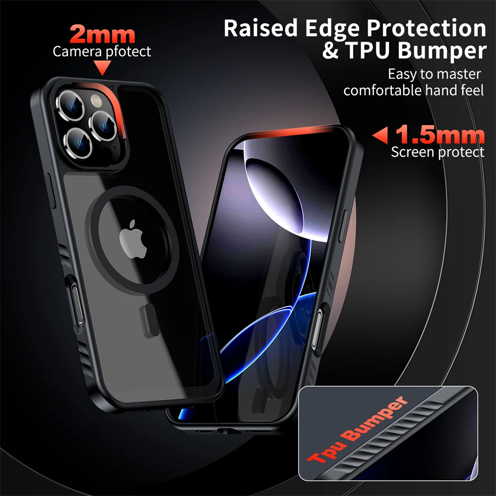 Funda de teléfono magnética Magsafe transparente de acrílico de lujo para iPhone 15 14 13 12 16 17 Pro Max cubierta protectora de parachoques de carga inalámbrica - imagen 2