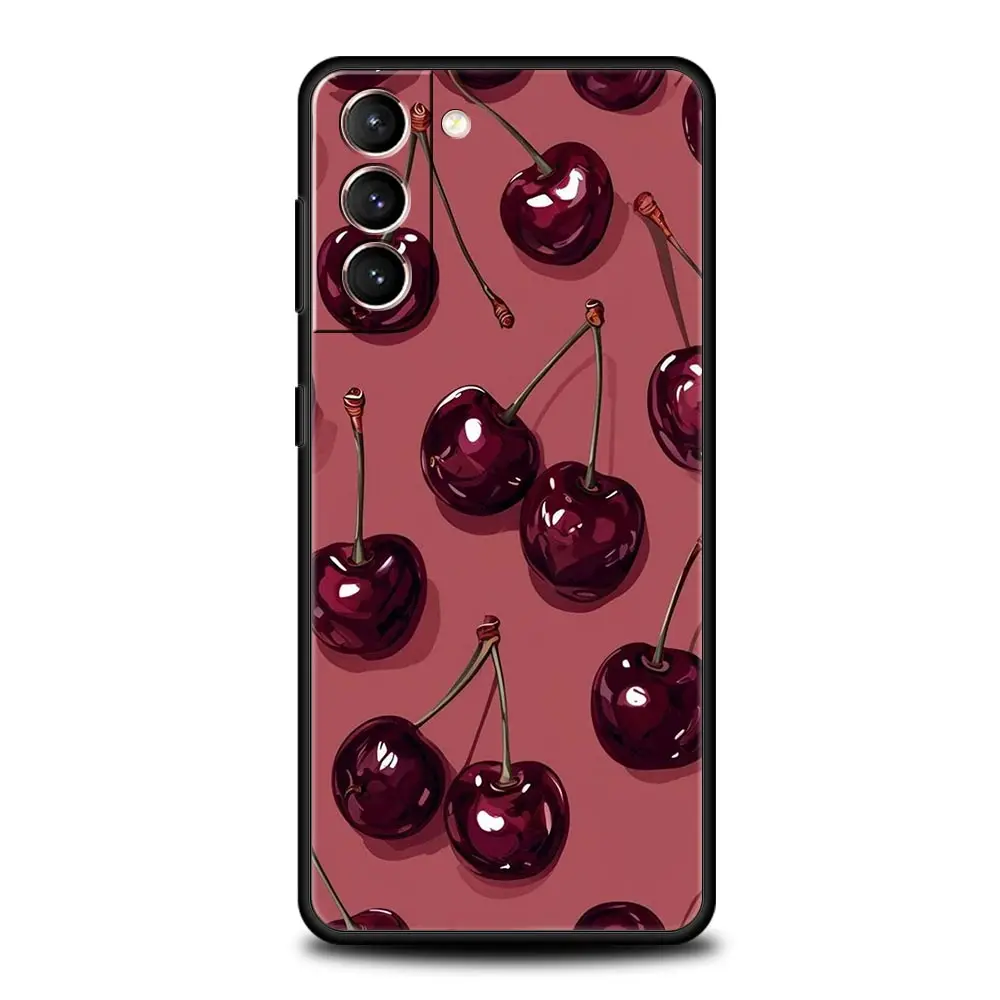 Funda de teléfono cereza roja para Samsung Galaxy S25 Edge S24 S23 S22 S20 Ultra S21 FE 5G S10 Plus, funda suave de TPU - imagen 4