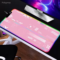 Printstream Alfombrilla Ratón LED RGB XXL 90x40cm Rosa Gaming Antideslizante