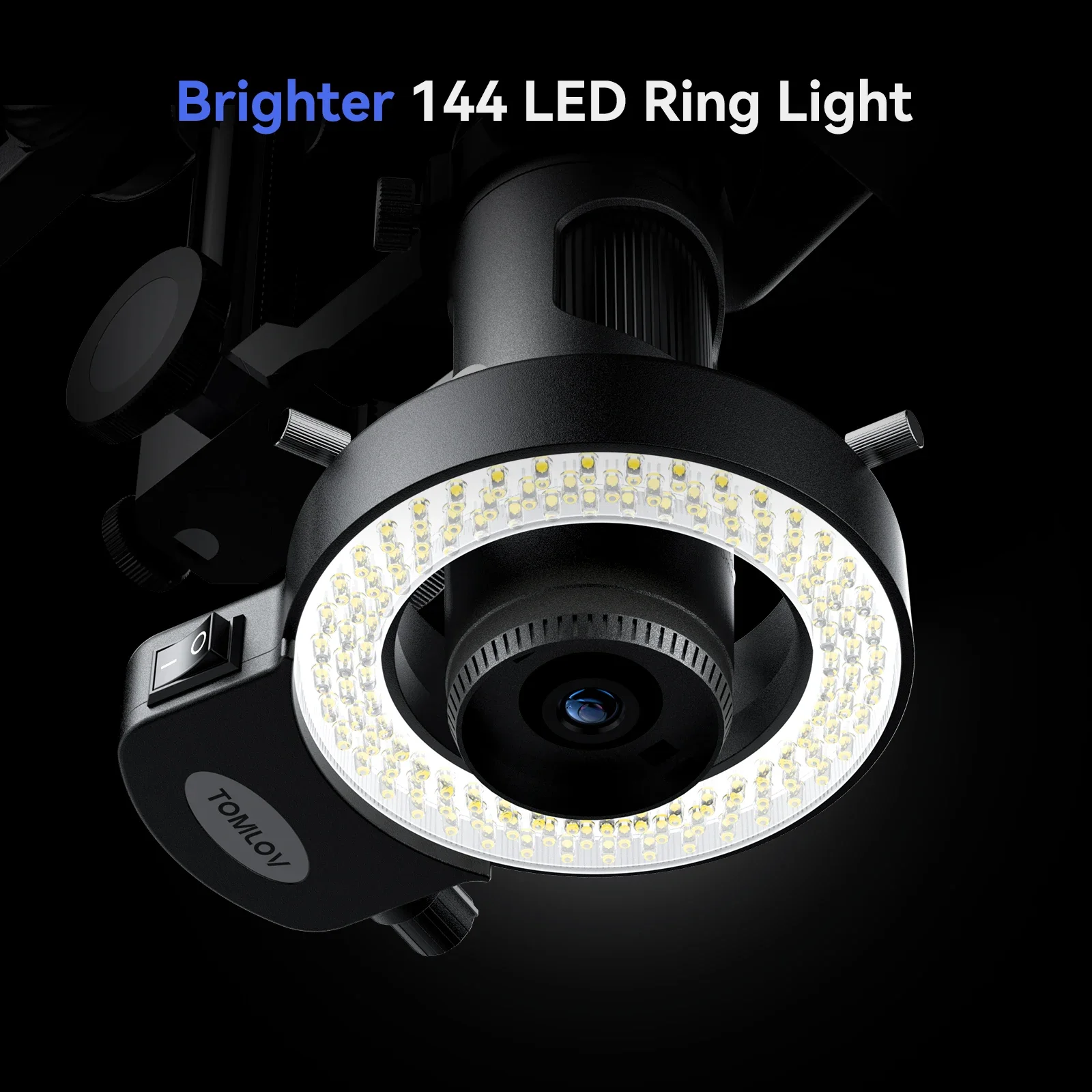 TOMLOV-microscopios HDMI DM602, Microscopio de soldadura Digital flexible, 2000X, 10,1 ", 3 lentes, moneda, anillo de luz para reparación - imagen 3