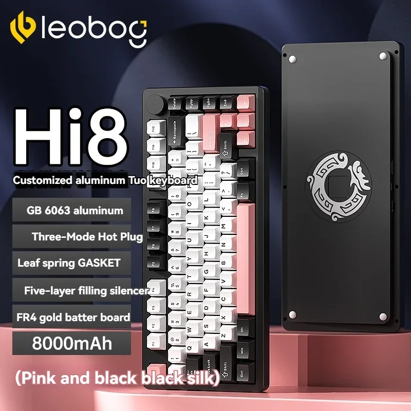 LEOBOG Hi8 Teclado mecánico inalámbrico 3 modos CNC aluminio 75% junta RGB de intercambio en caliente personalizada teclado Bluetooth teclados para juegos