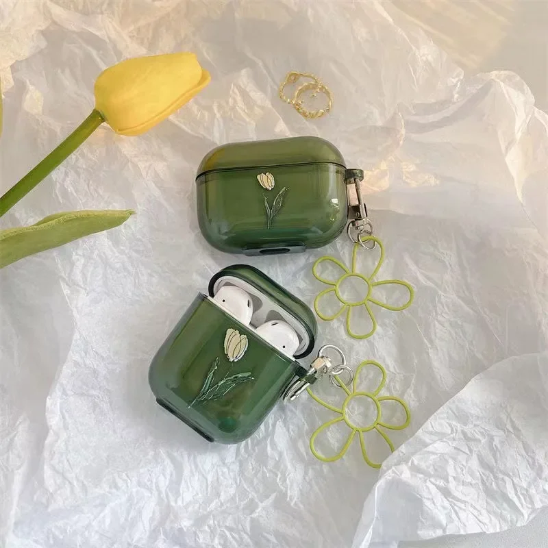 Funda protectora con patrón de tulipán para Apple AirPods 1/ 2/ 3/ Pro, accesorios para auriculares, 1 unidad - imagen 3