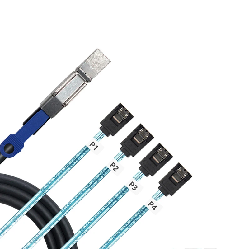 SFF8644 con IC a 4X SATA 7P Cable de servidor SAS HD SFF-8644 recto Cable de disco duro