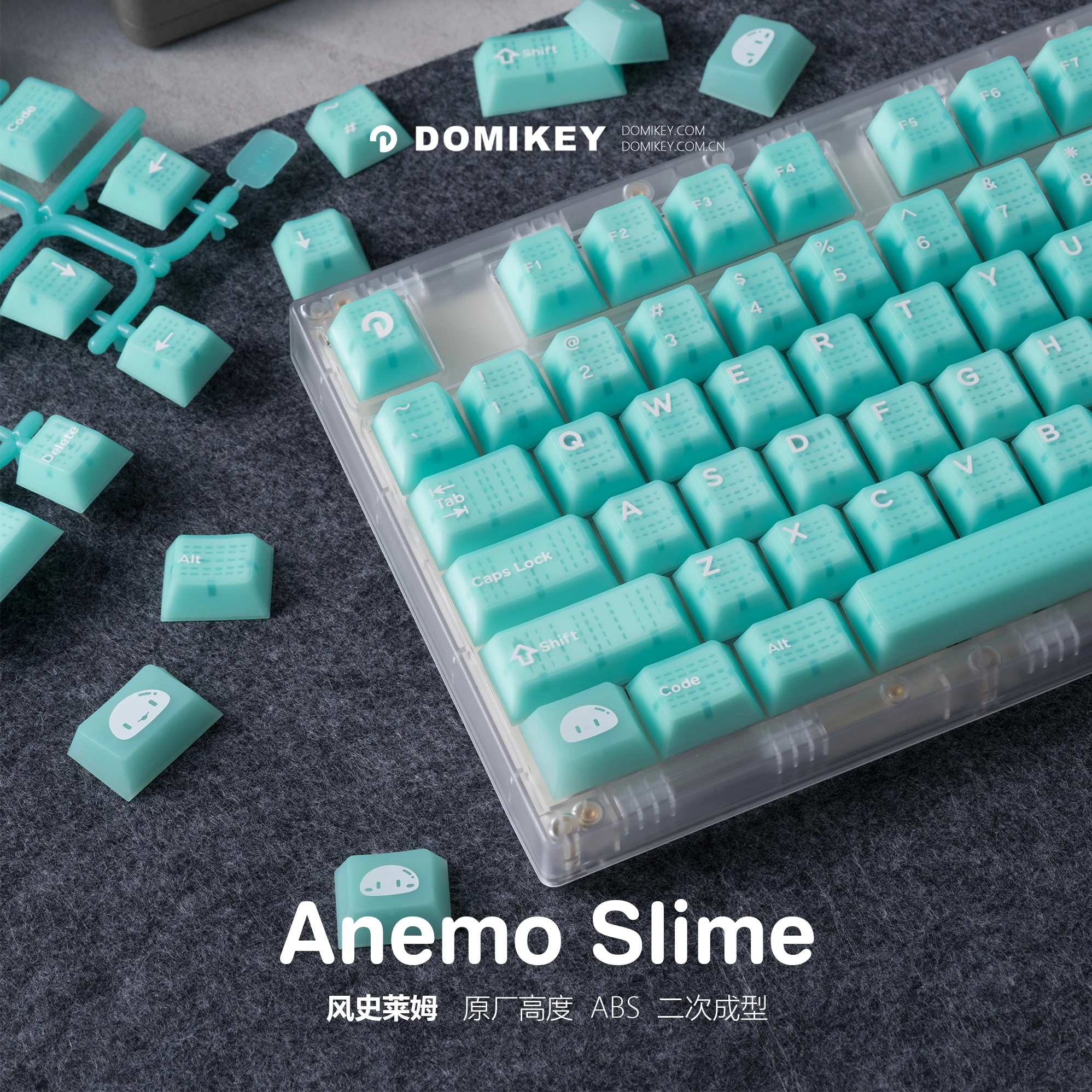 Hifox x Domikey Anemo Slime Cherry Profile ABS Doubleshots Juego de teclas para teclado BM60 CSTC75 BM65 BM68 XD60  - imagen 3